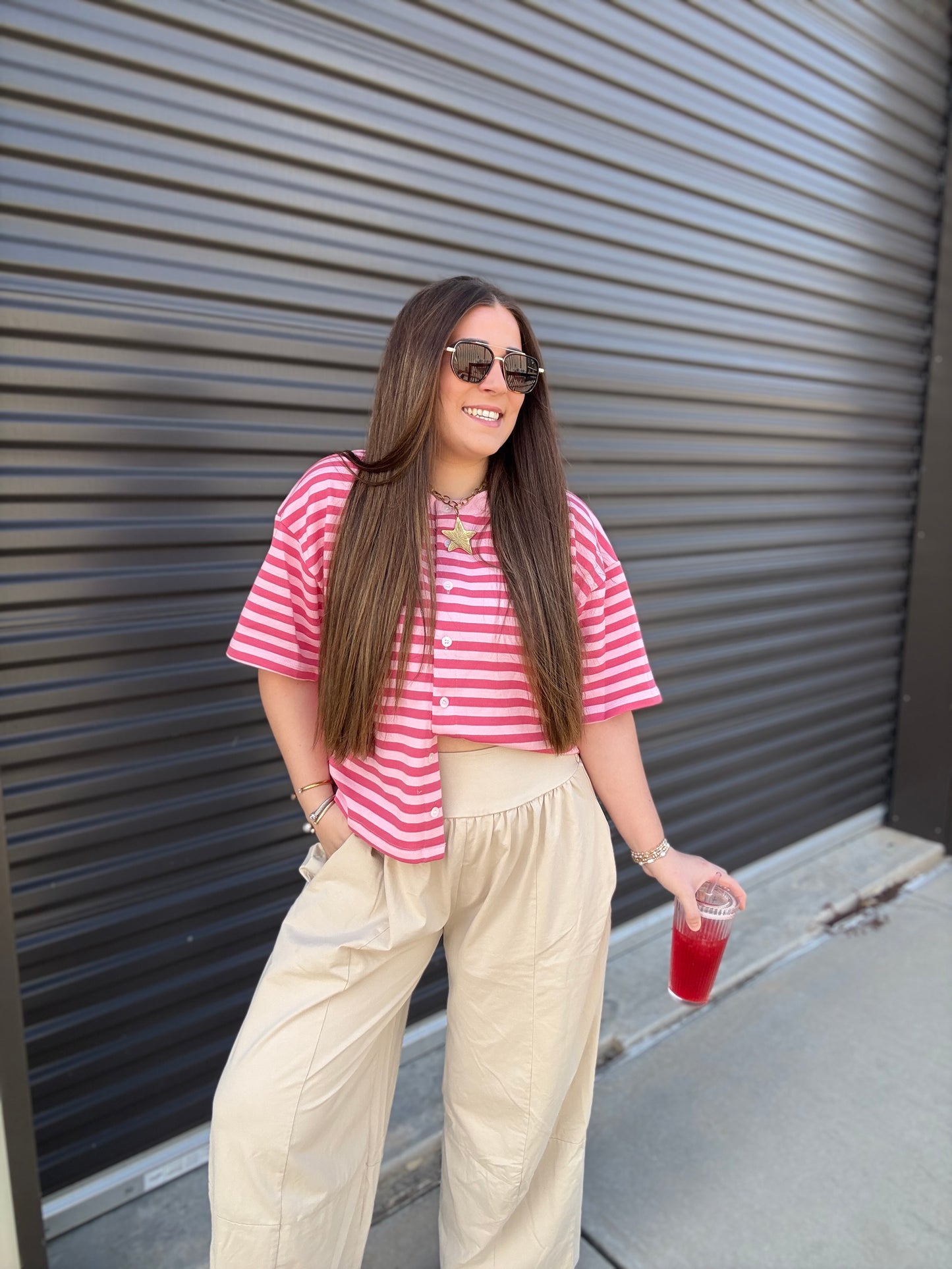 LYLA STRIPED BUTTON UP