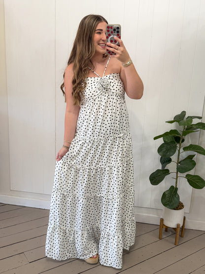 POLKA DOT MAXI HALTER