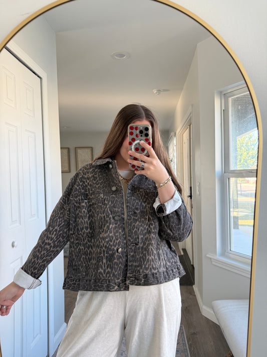 LEOPARD DENIM JACKET