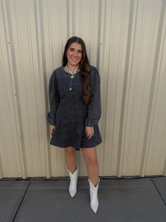 MINERAL WASHED DENIM DRESS