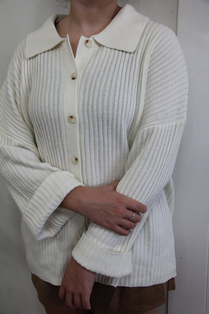 OVERSIZED BUTTON DOWN COLLARED SWEATER CARDIGAN