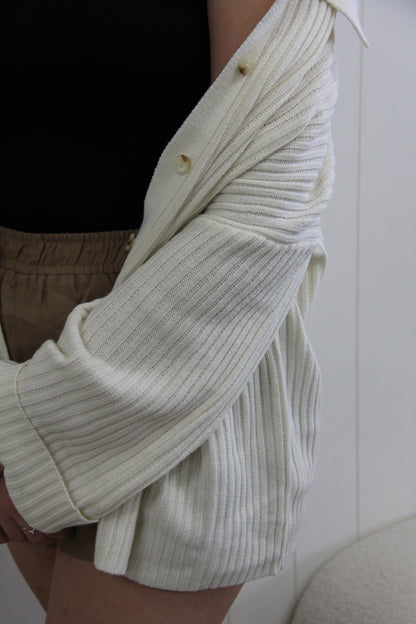 OVERSIZED BUTTON DOWN COLLARED SWEATER CARDIGAN