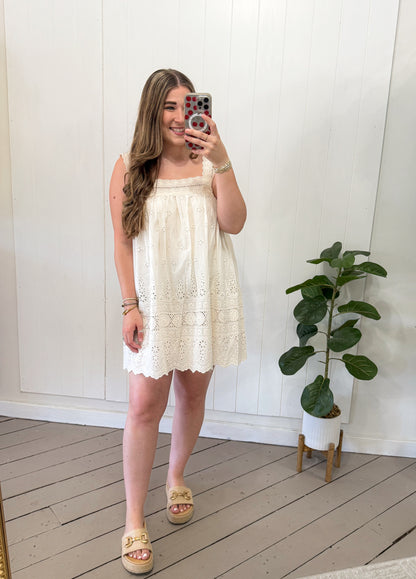 LINEN LACE FLORAL DRESS
