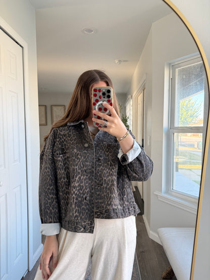 LEOPARD DENIM JACKET