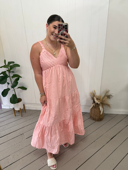 PINK V NECK MAXI