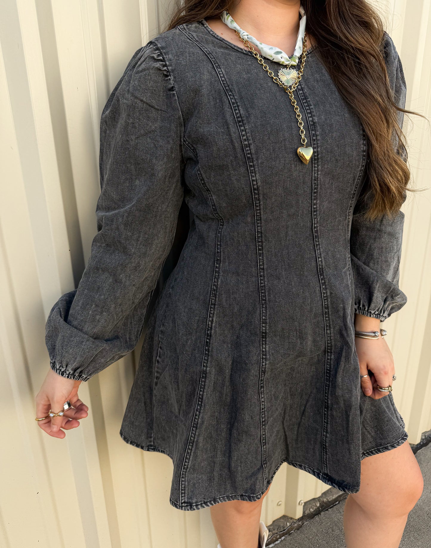 MINERAL WASHED DENIM DRESS