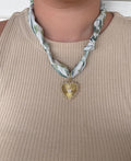 GREEN SCARF HEART CHARM NECKLACE