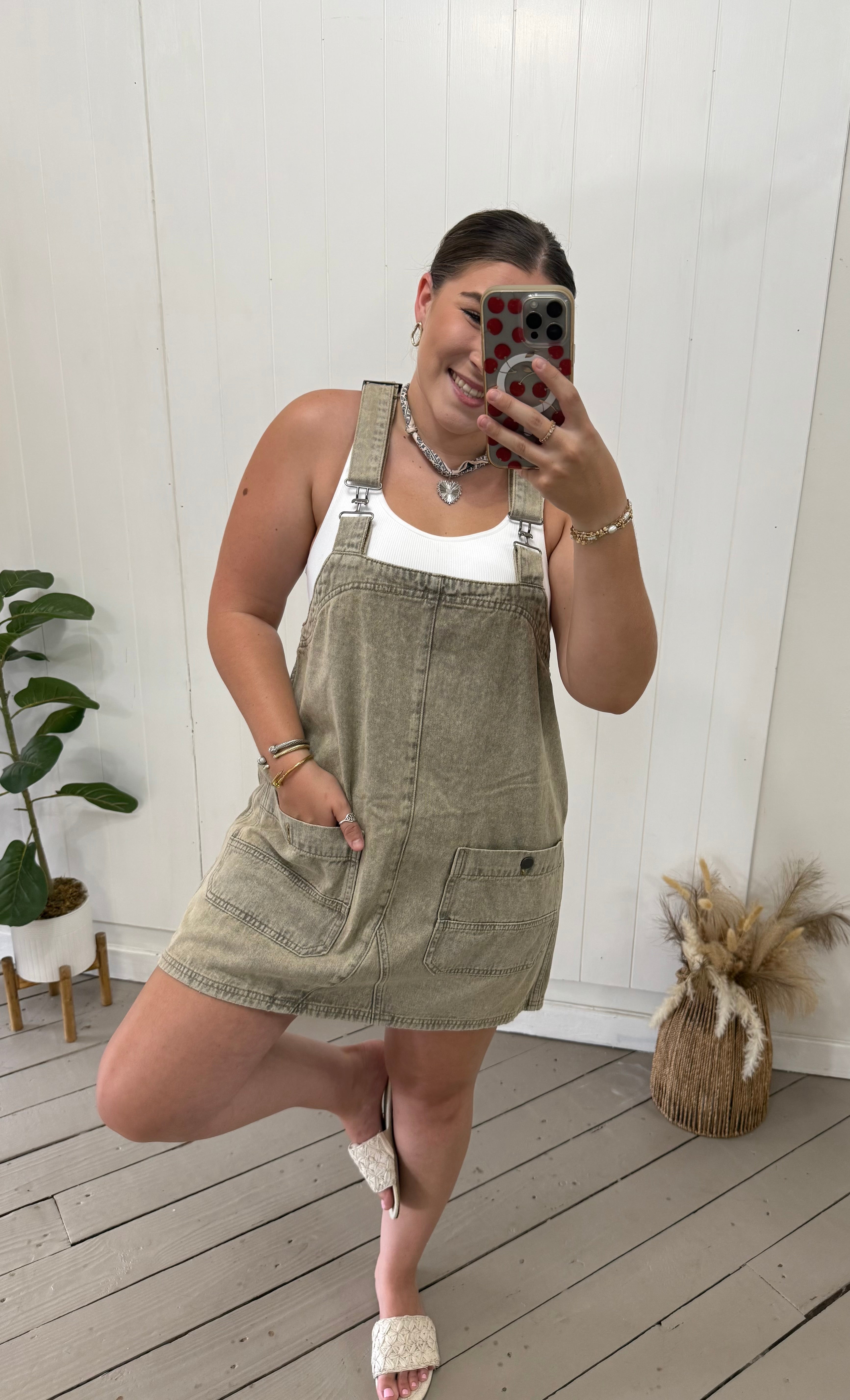 HAZELNUT OVERALL DRESS