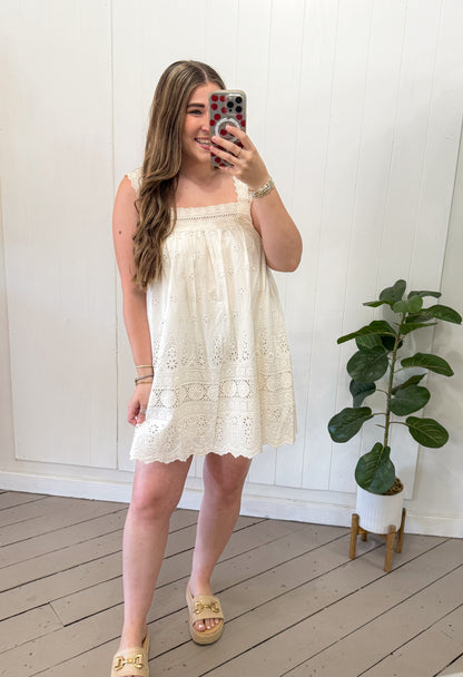LINEN LACE FLORAL DRESS