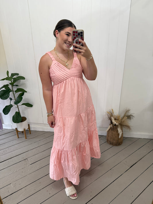 PINK V NECK MAXI