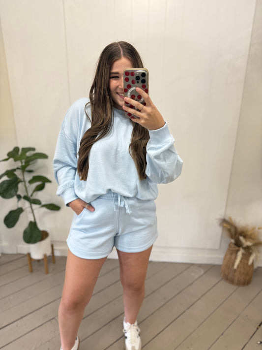 ICE BLUE TERRY SHORTS