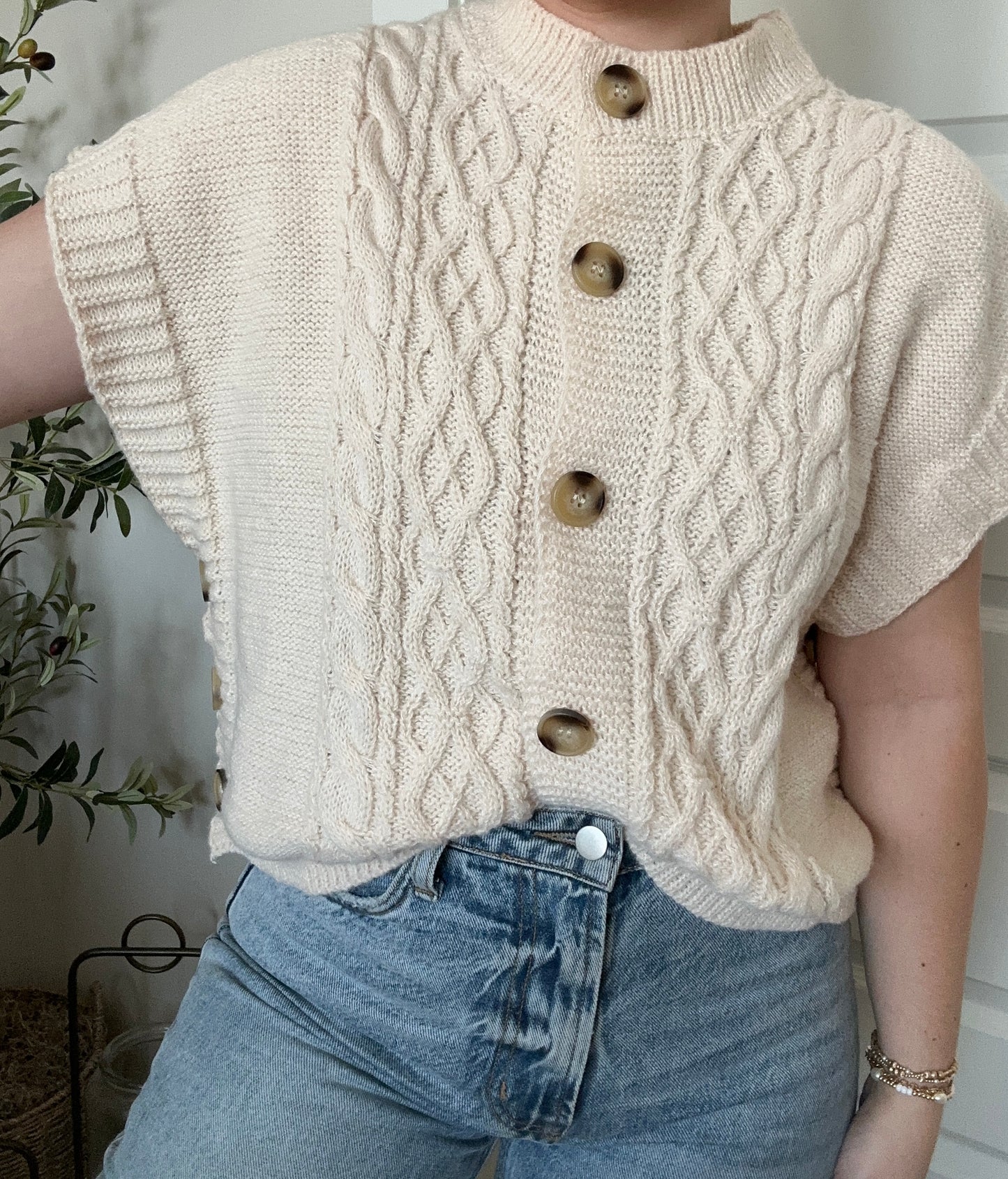 Cream Button Sweater