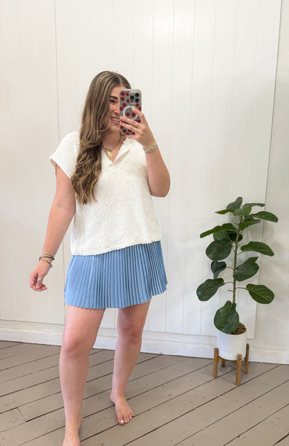 SKY BLUE PLEATED ACTIVEWEAR SKORT