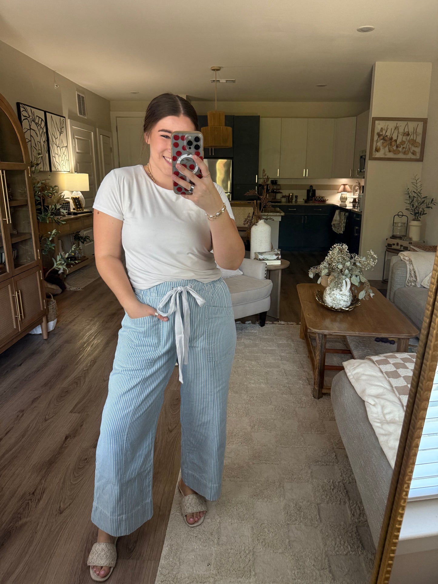 STRIPED WIDE LEG PANTS