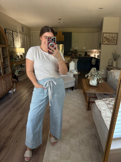 STRIPED WIDE LEG PANTS