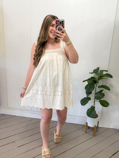 LINEN LACE FLORAL DRESS