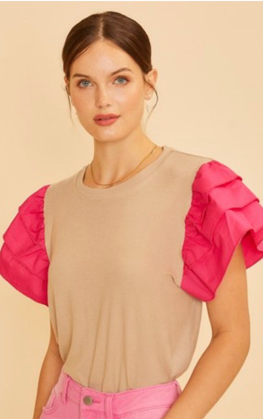 Tiered Ruffle Sleeve Top