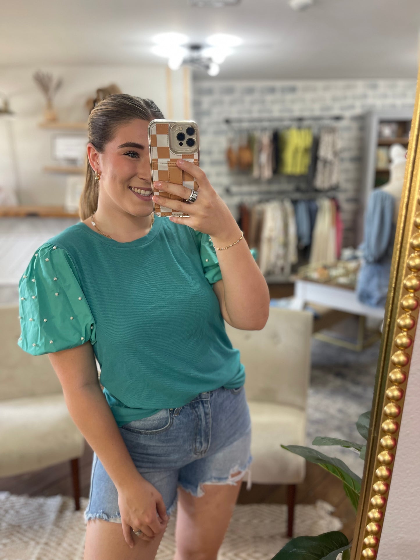 Jade Pearl Sleeve Top