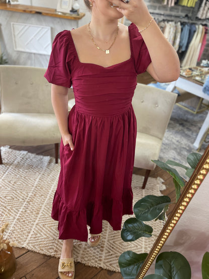 Puff Sleeve MIDI Dress