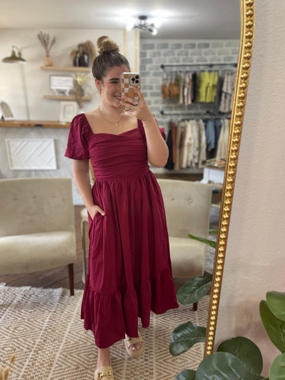 Puff Sleeve MIDI Dress