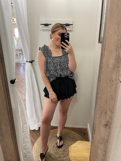 Black Floral Tank